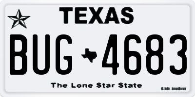 TX license plate BUG4683