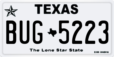 TX license plate BUG5223