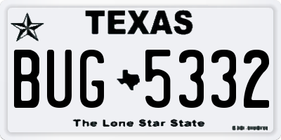 TX license plate BUG5332