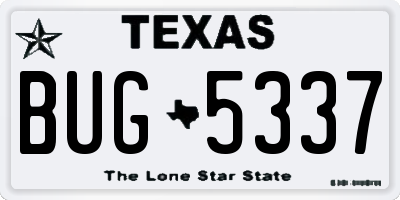 TX license plate BUG5337