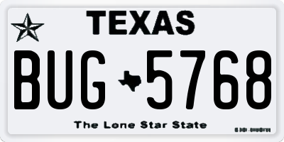 TX license plate BUG5768