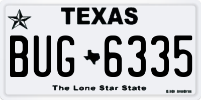 TX license plate BUG6335