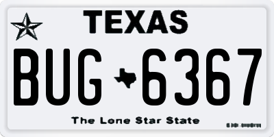 TX license plate BUG6367