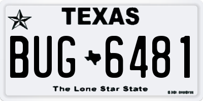 TX license plate BUG6481