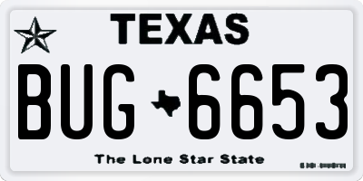 TX license plate BUG6653