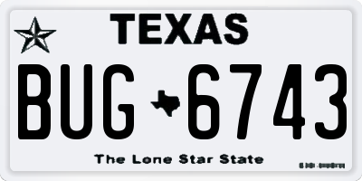 TX license plate BUG6743
