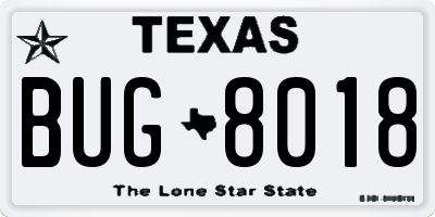 TX license plate BUG8018