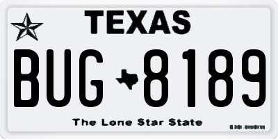 TX license plate BUG8189