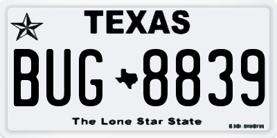 TX license plate BUG8839