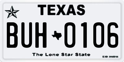 TX license plate BUH0106