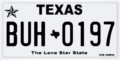 TX license plate BUH0197