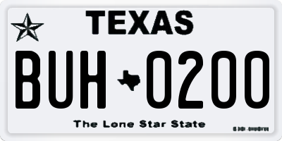 TX license plate BUH0200