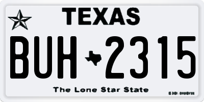 TX license plate BUH2315