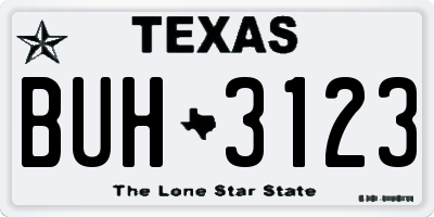 TX license plate BUH3123