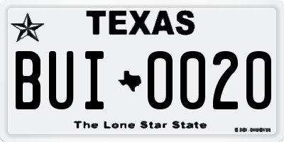 TX license plate BUI0020