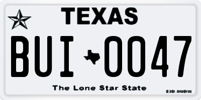 TX license plate BUI0047