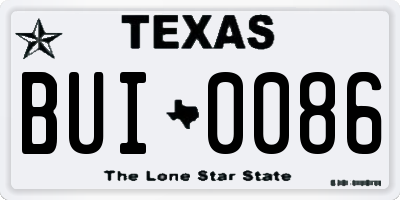 TX license plate BUI0086