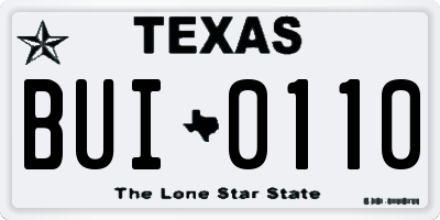 TX license plate BUI0110
