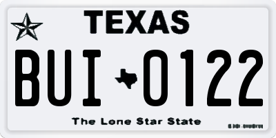 TX license plate BUI0122