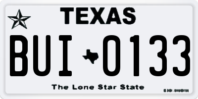 TX license plate BUI0133