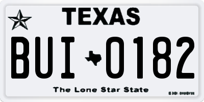 TX license plate BUI0182