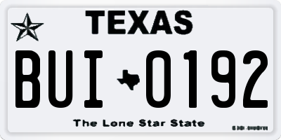 TX license plate BUI0192