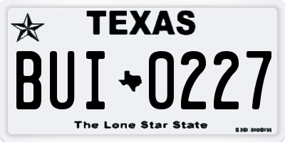 TX license plate BUI0227