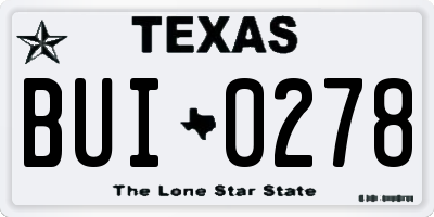 TX license plate BUI0278