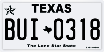 TX license plate BUI0318