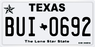TX license plate BUI0692