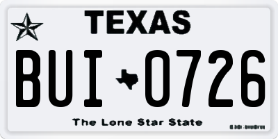 TX license plate BUI0726