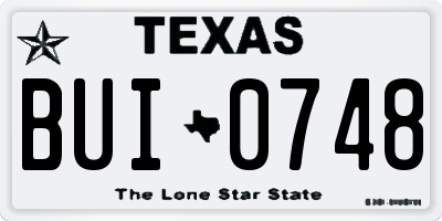 TX license plate BUI0748