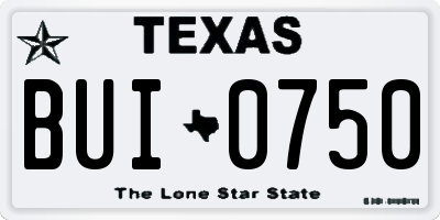 TX license plate BUI0750