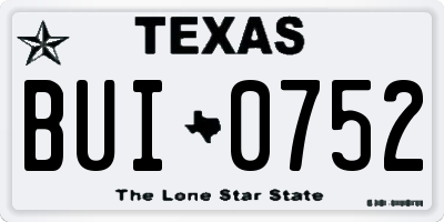 TX license plate BUI0752