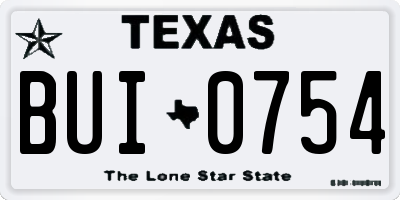 TX license plate BUI0754