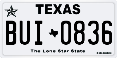 TX license plate BUI0836