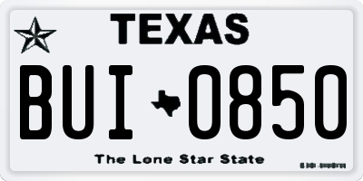 TX license plate BUI0850