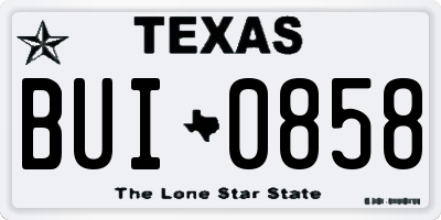 TX license plate BUI0858