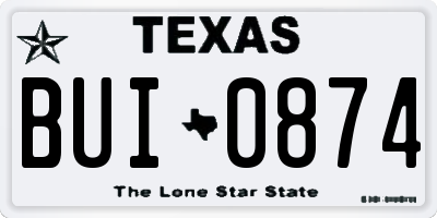 TX license plate BUI0874