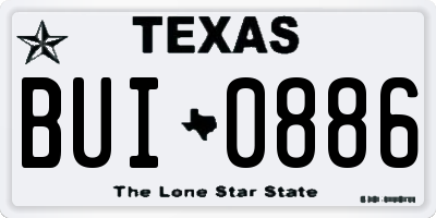 TX license plate BUI0886