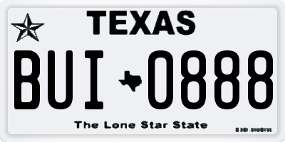 TX license plate BUI0888