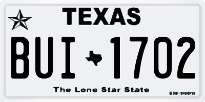 TX license plate BUI1702