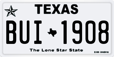 TX license plate BUI1908