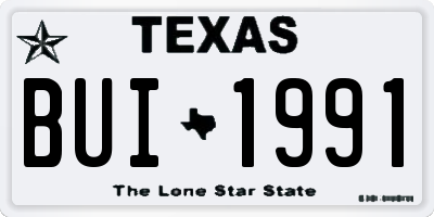 TX license plate BUI1991