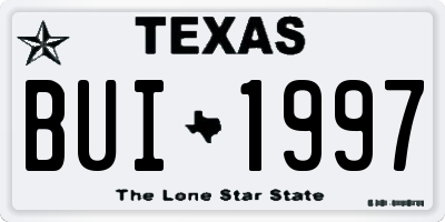 TX license plate BUI1997