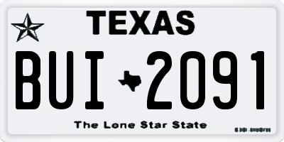 TX license plate BUI2091