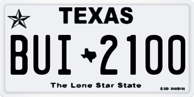 TX license plate BUI2100
