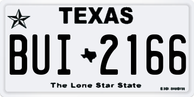 TX license plate BUI2166
