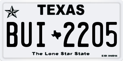 TX license plate BUI2205