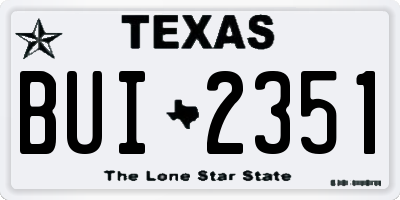 TX license plate BUI2351